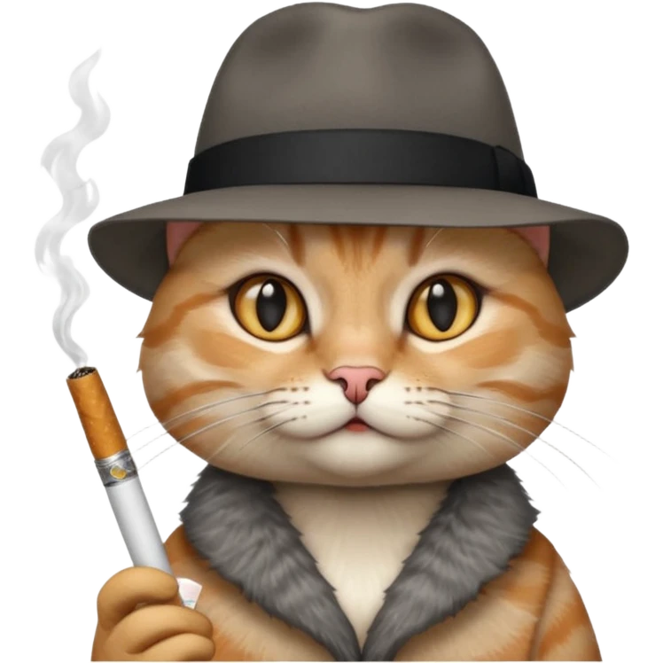 😼 with cigarette and hat emoji