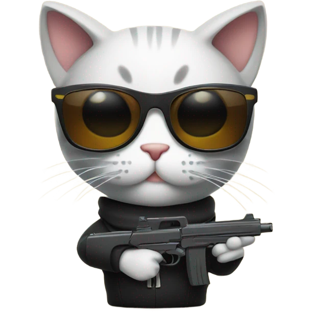 Cats with sunglasses holding a gun emoji