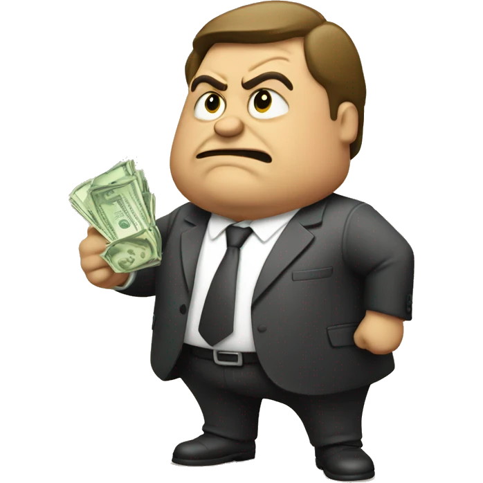 Angry fat business man with money emoji
