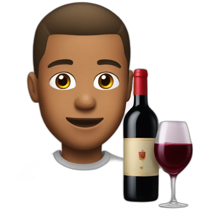 Mbappe driking red wine emoji