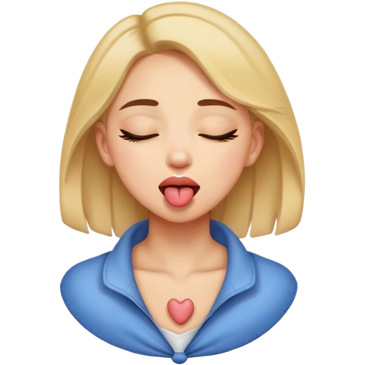 girl hands around  her neck with eyes closed with tongue out emoji