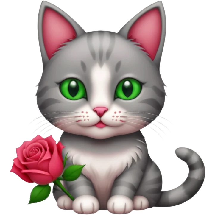 A cat holding a rose emoji