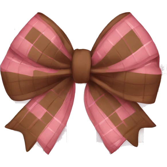 Pink and brown plaid bow emoji