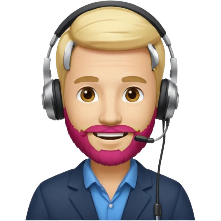 a sales agent with headphones and beard blonde hair smile emoji
