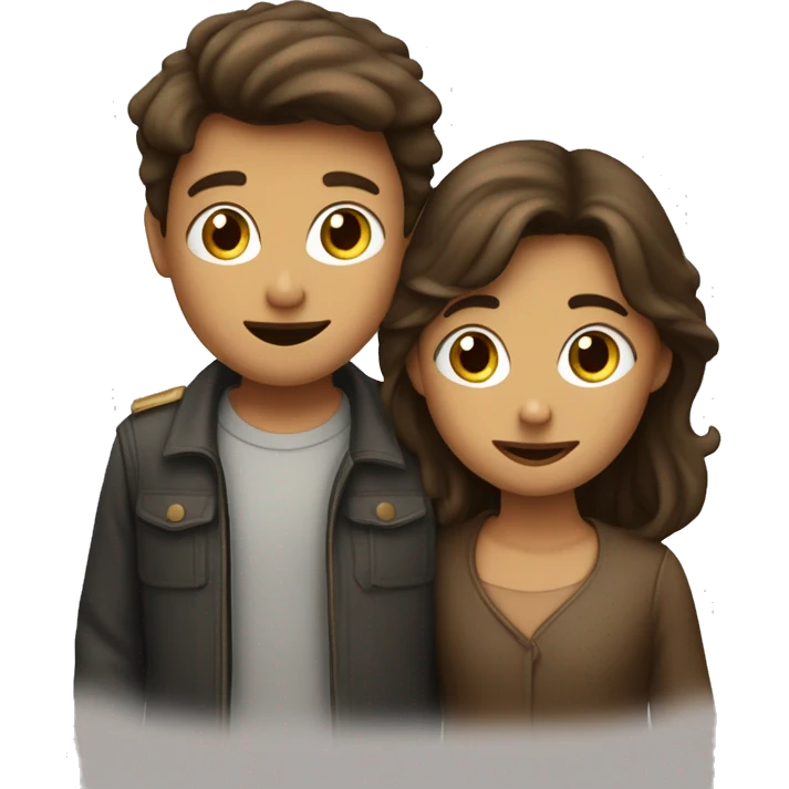 Un garçon et deux jumelles brunes  emoji