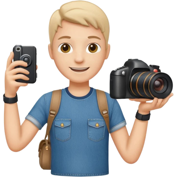 a tourist in europe holding a camera not wearing khaki emoji