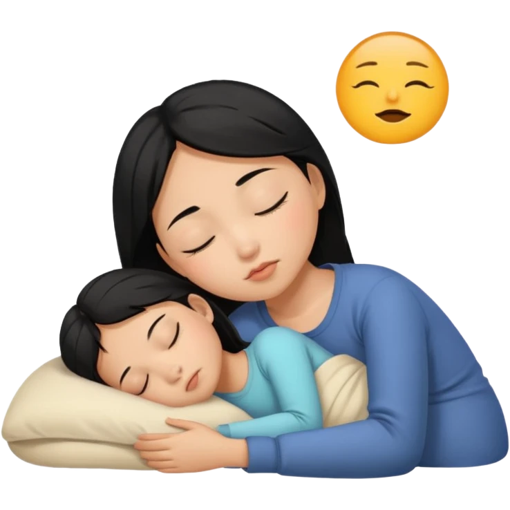 Black haired, tan Asian girl sleeping emoji
