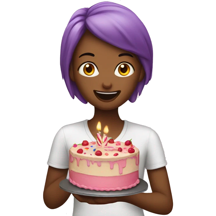 Birthday girl eating cake emoji