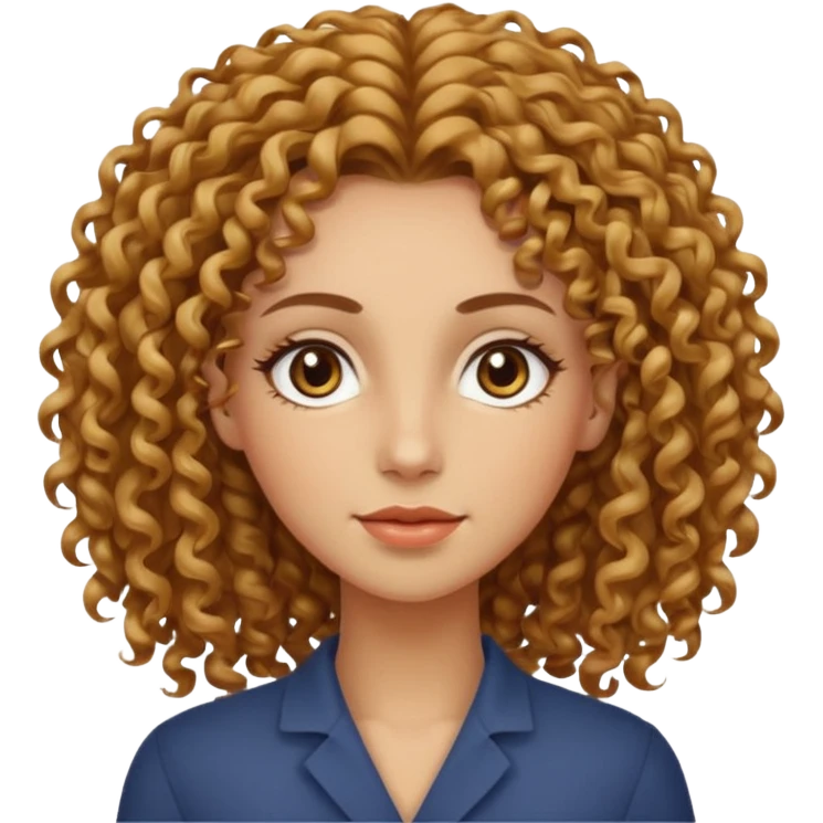 Can you create a woman with curly hair, but not too voluminous, with a wheat-colored complexion, hazel eyes, long and well-defined facial features, and tall? emoji
