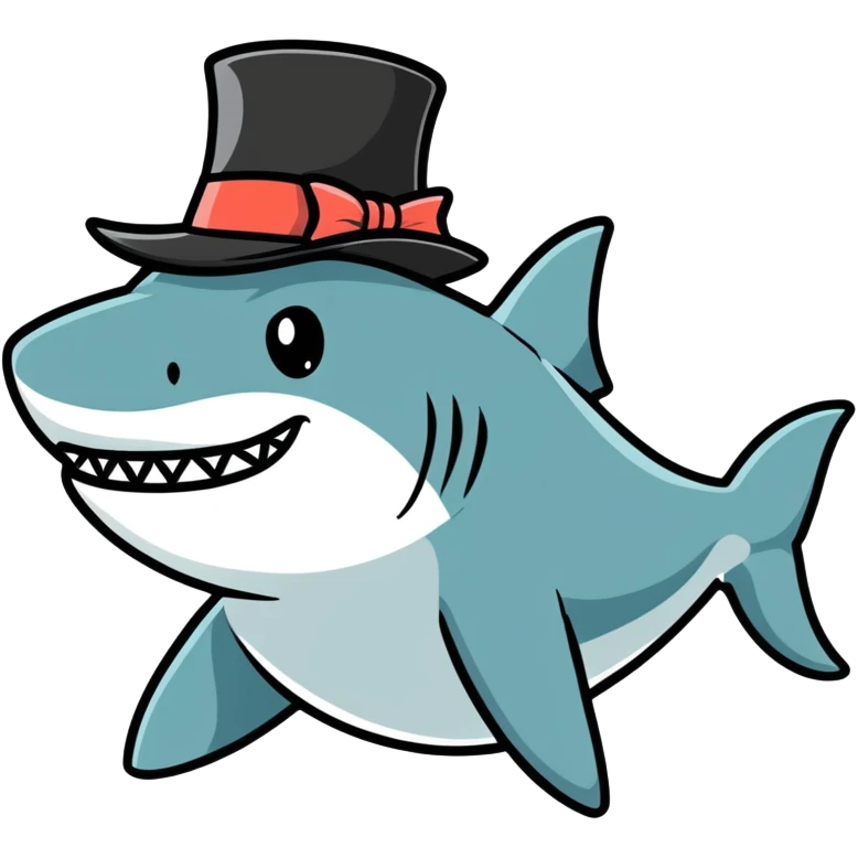 Shark with a top hat emoji