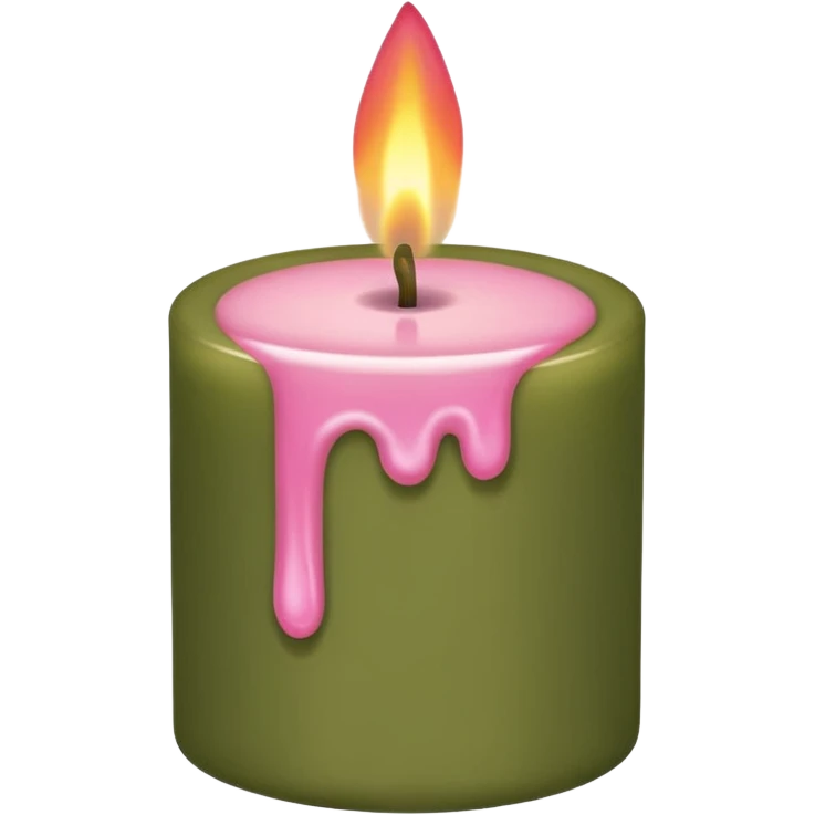 iOS emoji : olive green candle with baby pink flame emoji
