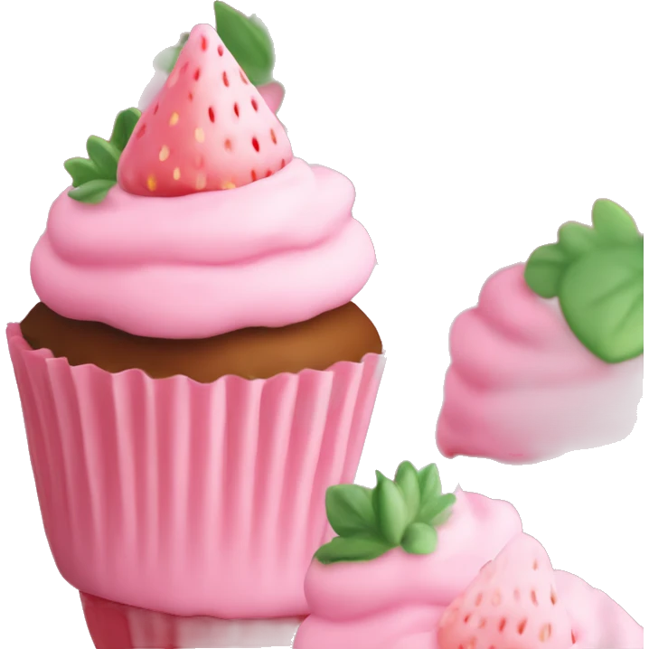 birthday pastel pink strawberry capcake  emoji