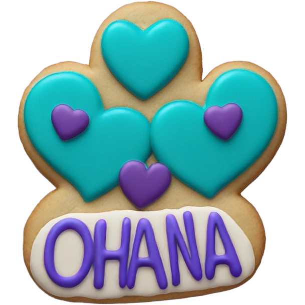 Teal purple Cookie heart with ohana emoji
