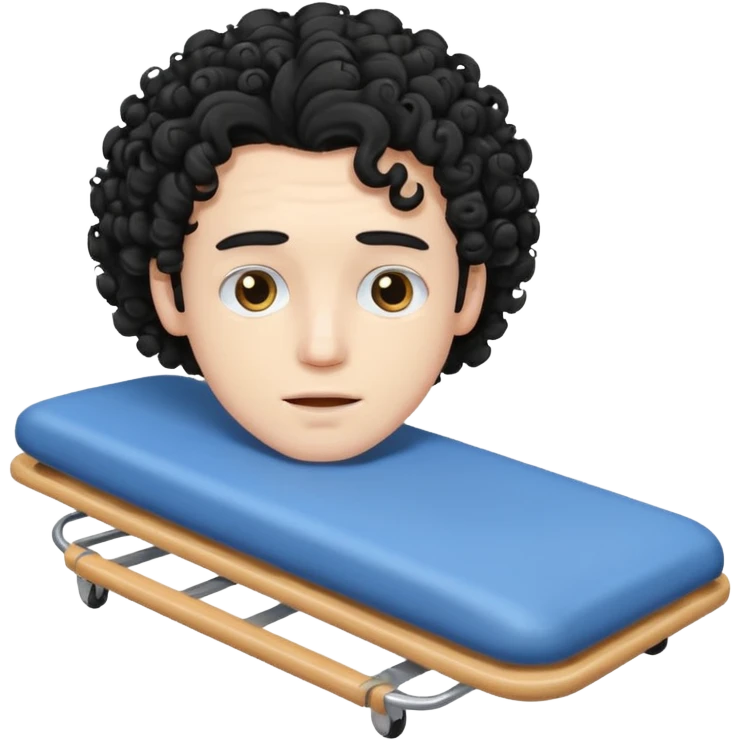 Man with curly black hair on a stretcher  emoji