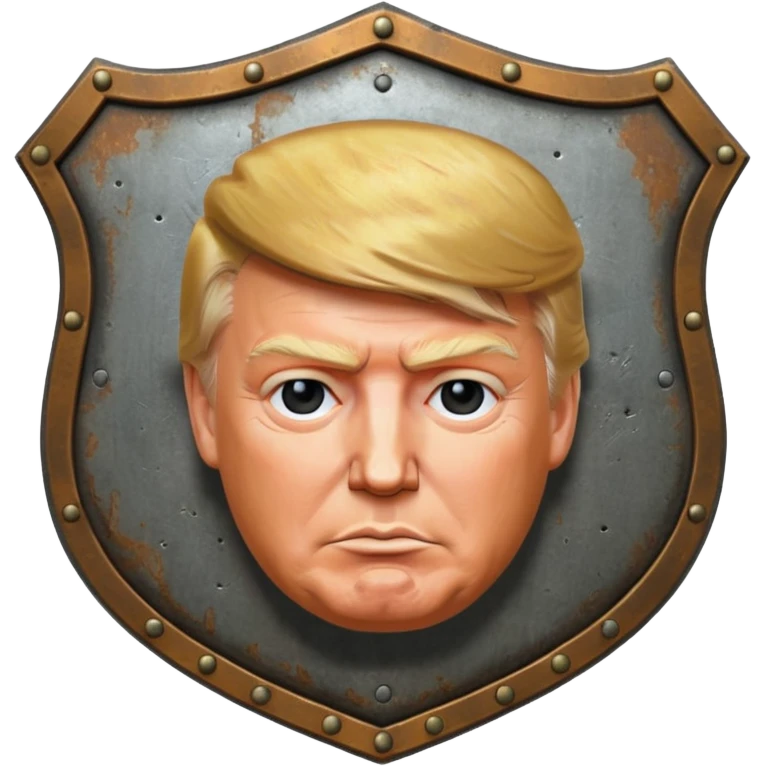 a shield with Donald Trump's face emoji