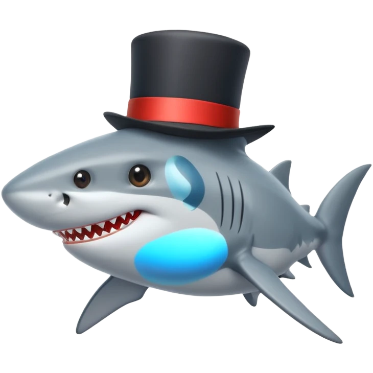 Shark with a top hat emoji