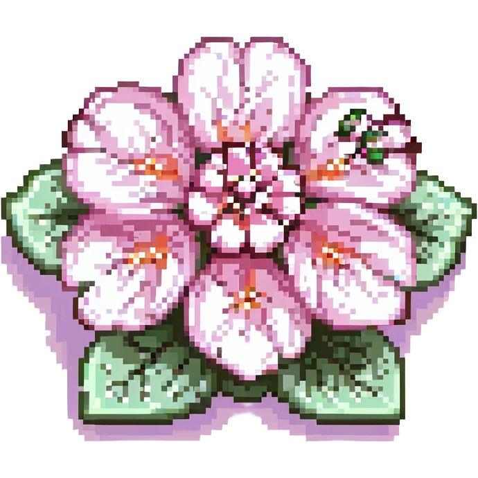 pastel sakura flower with a pearl border, pixel art style emoji
