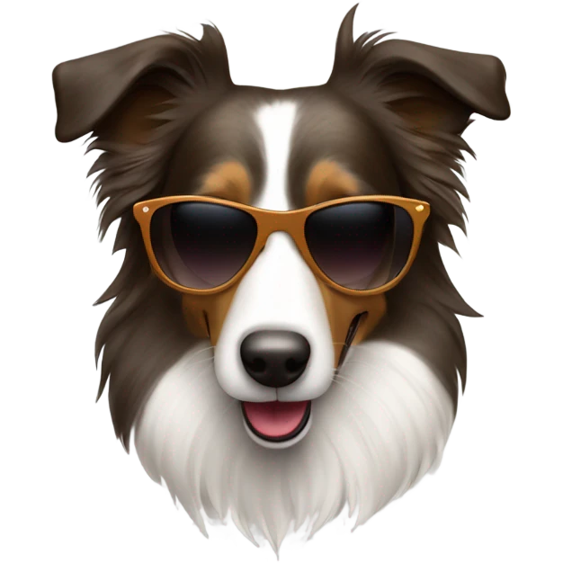 Smooth short-haired brindle collie with sunglasses emoji