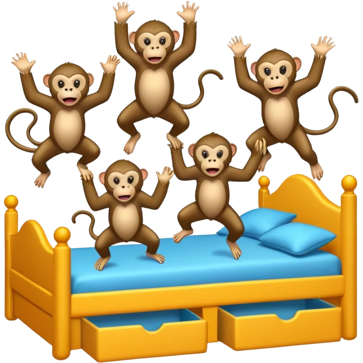 Cinco monitos salta en la cama uno se cayó se golpeó la cabeza mamá llamo al doctor ye le doctor dijo no más monos saita em la cama emoji