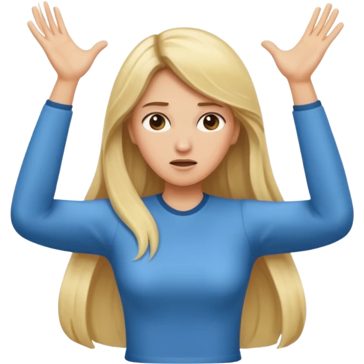 lady with long blonde hair throwing arms in the as if confused emoji