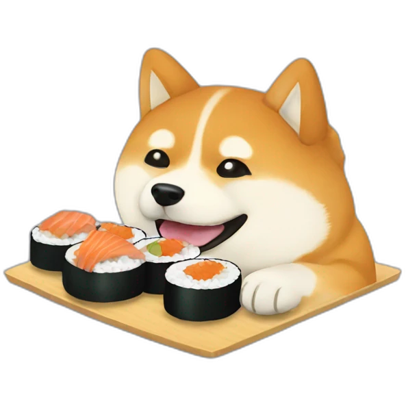 Shiba Inu having sushi emoji