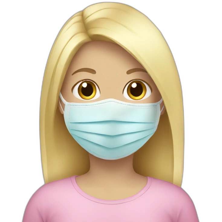 Blond girl with face mask emoji