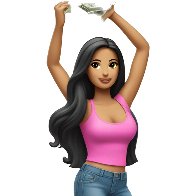 Latina Barbie making it rain money emoji