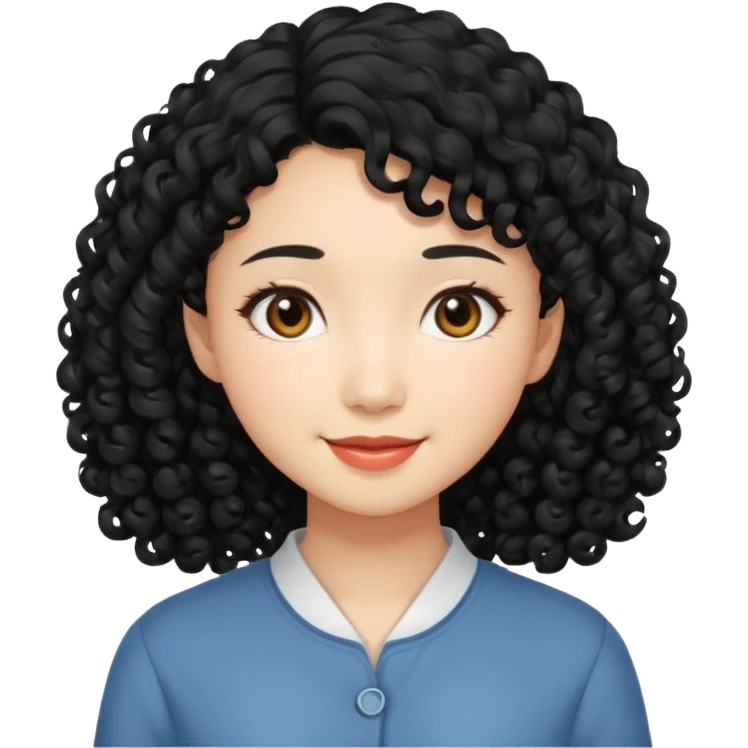 Asian girl with black curly hair emoji
