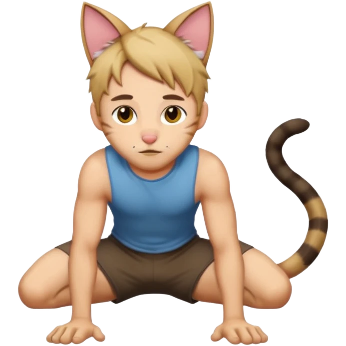 man with cat ears on all 4s emoji