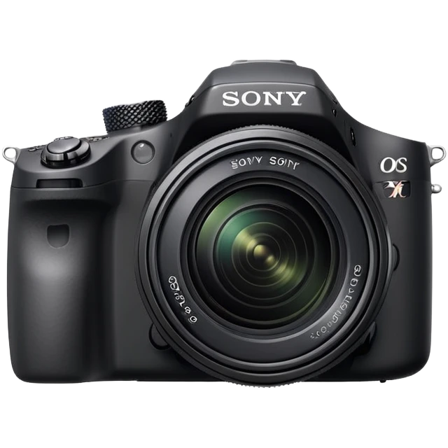 Simple DSLR camera, minimal details, basic shape of a Sony camera, clean design emoji