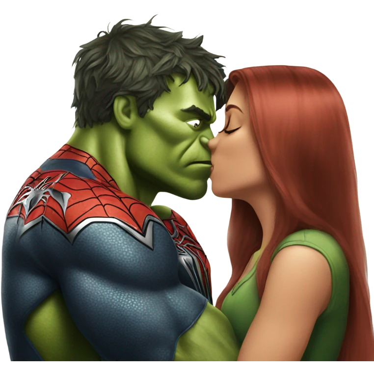 Spiderman kiss hulk emoji