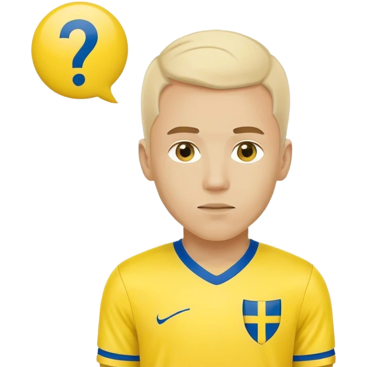 Swedish male soccer player with question mark with yellow and blue clothes and with the Swedish flag on the chest emoji