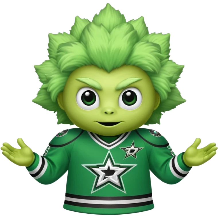 Fluffy green alien Dallas stars mascot victor e green in a stars jersey emoji