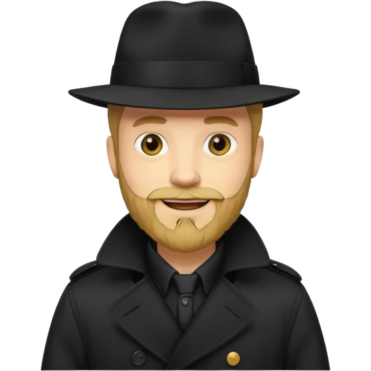 yellow bearded man in black in black trenchcoat  emoji