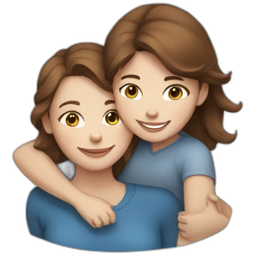 happy brown-haired woman hugging gray blue-eyed cat emoji