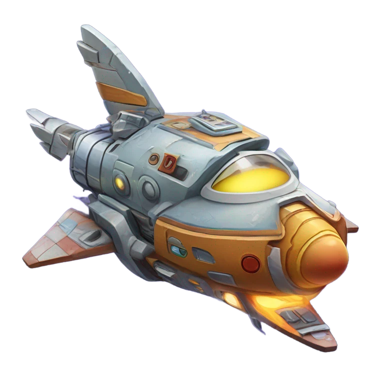 broken space ship, cartoony emoji