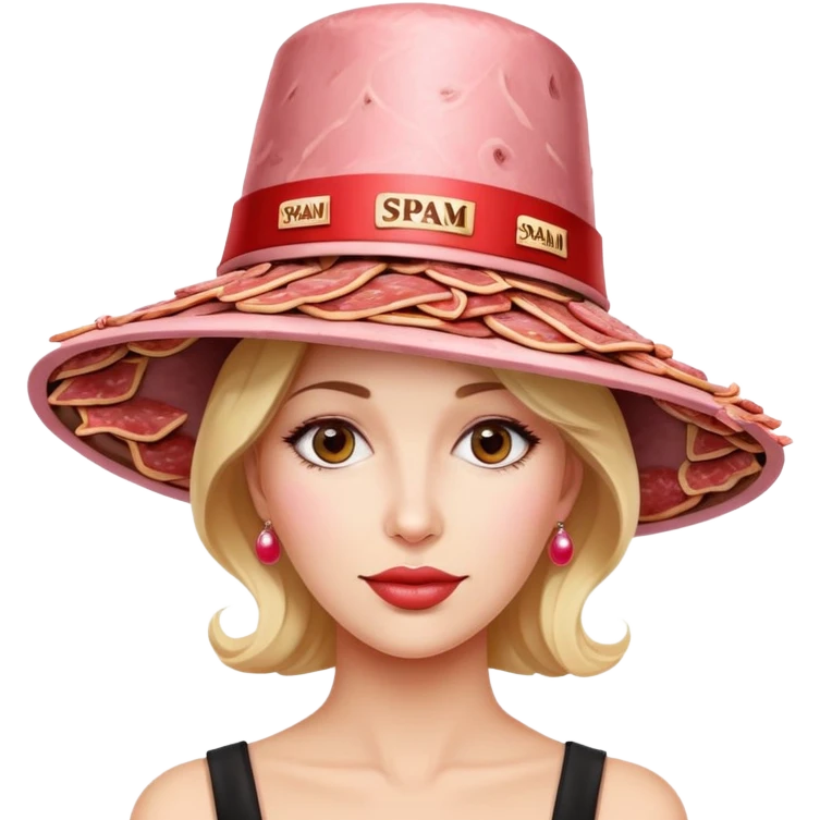 paris woman in fancy hat made of SPAM MEAT emoji
