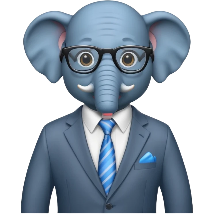 blue elephant in a suit and glasses emoji