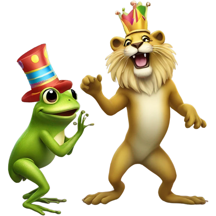Frog dancing with lion  emoji