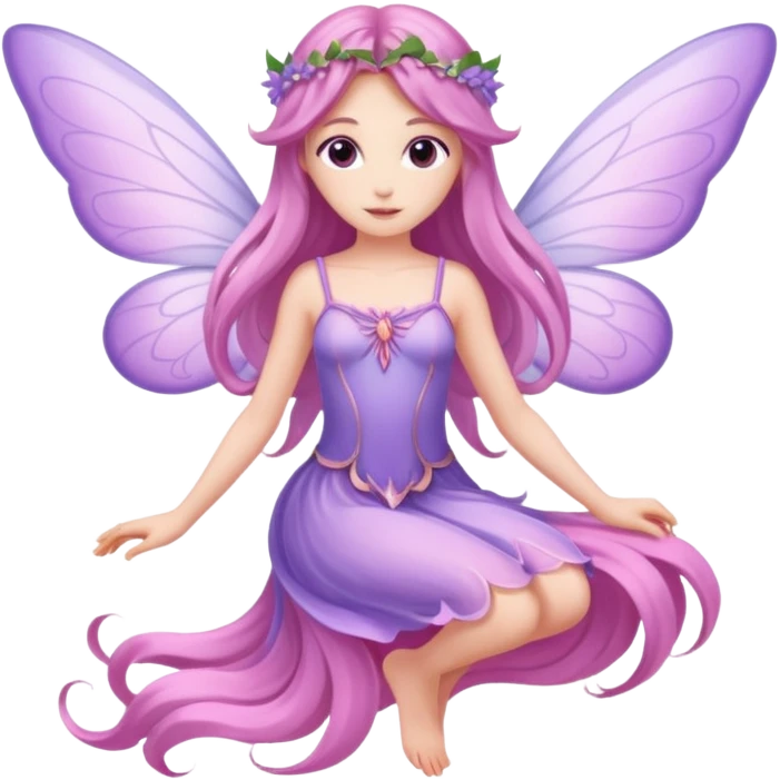 Lilac and pink fairy with wings but you can see her whole body and make her super pretty with long hair and long legs  emoji