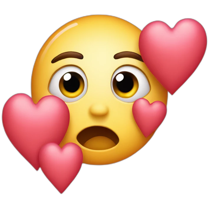 surprised face, hearts for eyes emoji