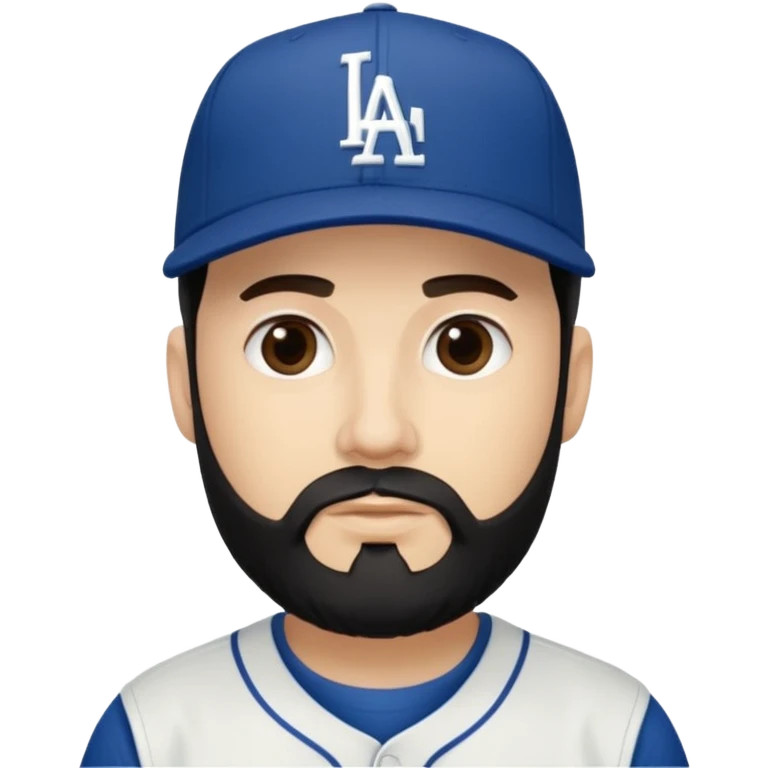 Can you make a guy with fair skin, taper fade, and black beard wearing an LA dodger hat? emoji