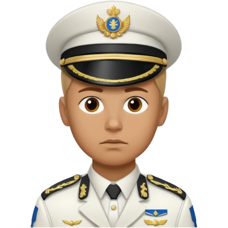 a serious realistic Finnish soldier in a white military uniform emoji