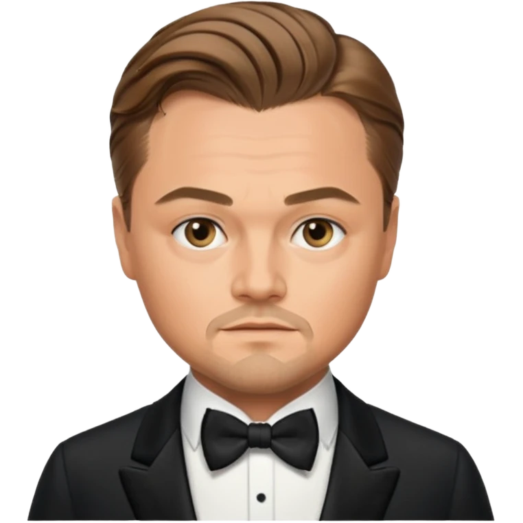 Illustrate Leonardo DiCaprio in a tuxedo with a classic suave expression. emoji