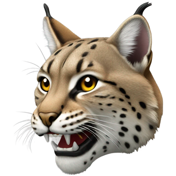 Bobcat head side view with fangs facing right emoji