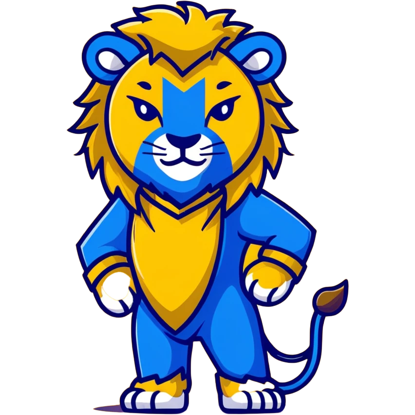 The Beast from Beauty and the Beast, fierce lion-like creature with horns and royal blue outfit emoji