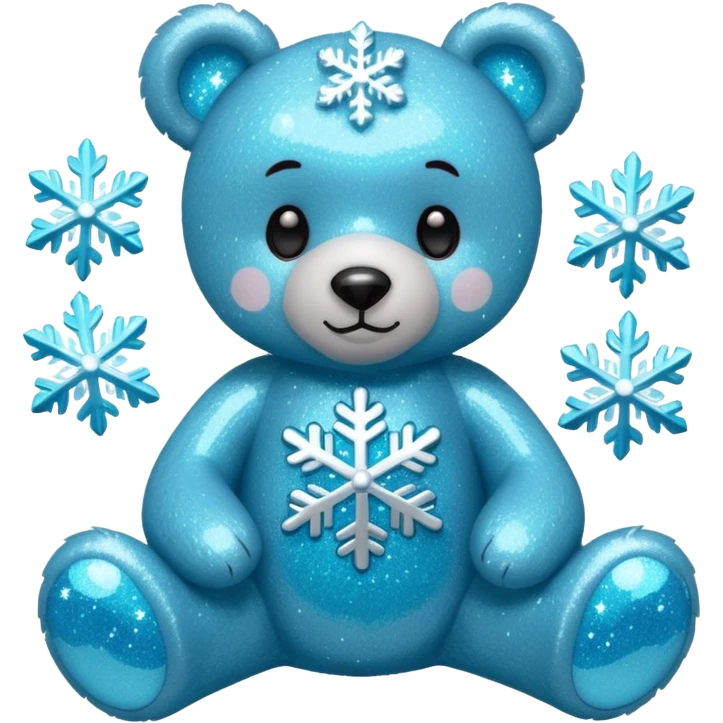 glitter bear with cyan snowflake emoji