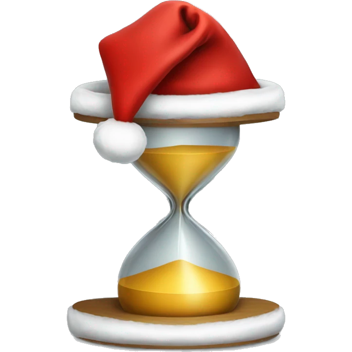 an hourglass in a red Santa Claus hat emoji