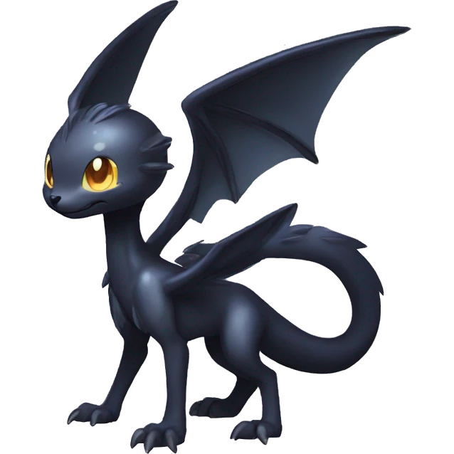 Cute cool shiny fantasy dark-shadow-themed animal hybrid Fakemon full body emoji
