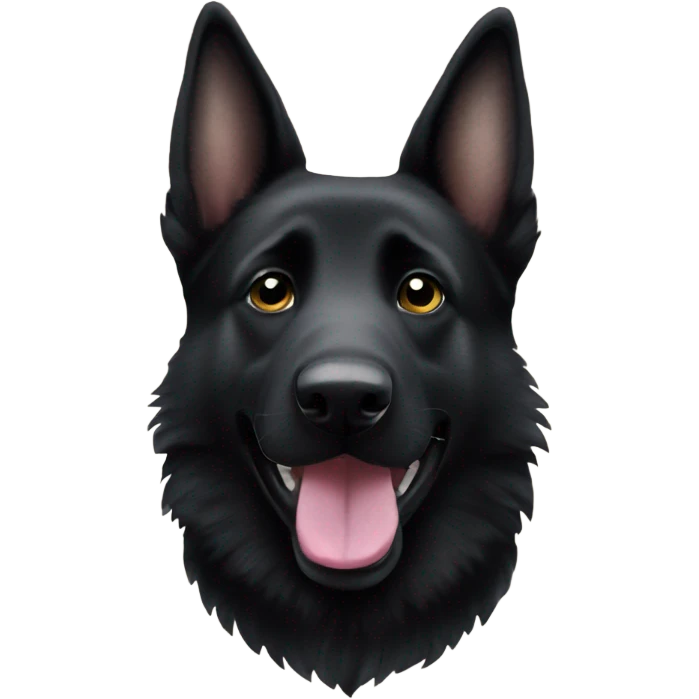 All black German shepherd with glitter happy face  emoji
